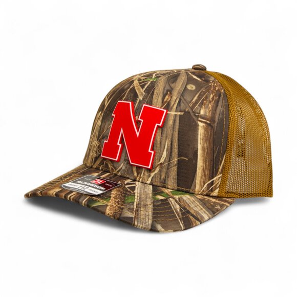 Nebraska Cornhuskers Scarlet 3D Snapback Trucker Hat- Realtree Max-7/ Buck - Picture 1 of 3